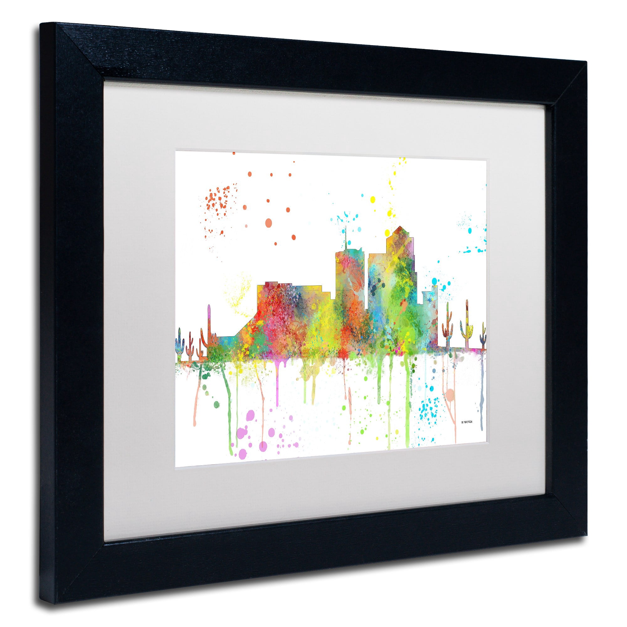 Trademark Fine Art "Tucson Arizona Skyline Mclr-1" Canvas Art by Marlene Watson, White Matte, Black Frame