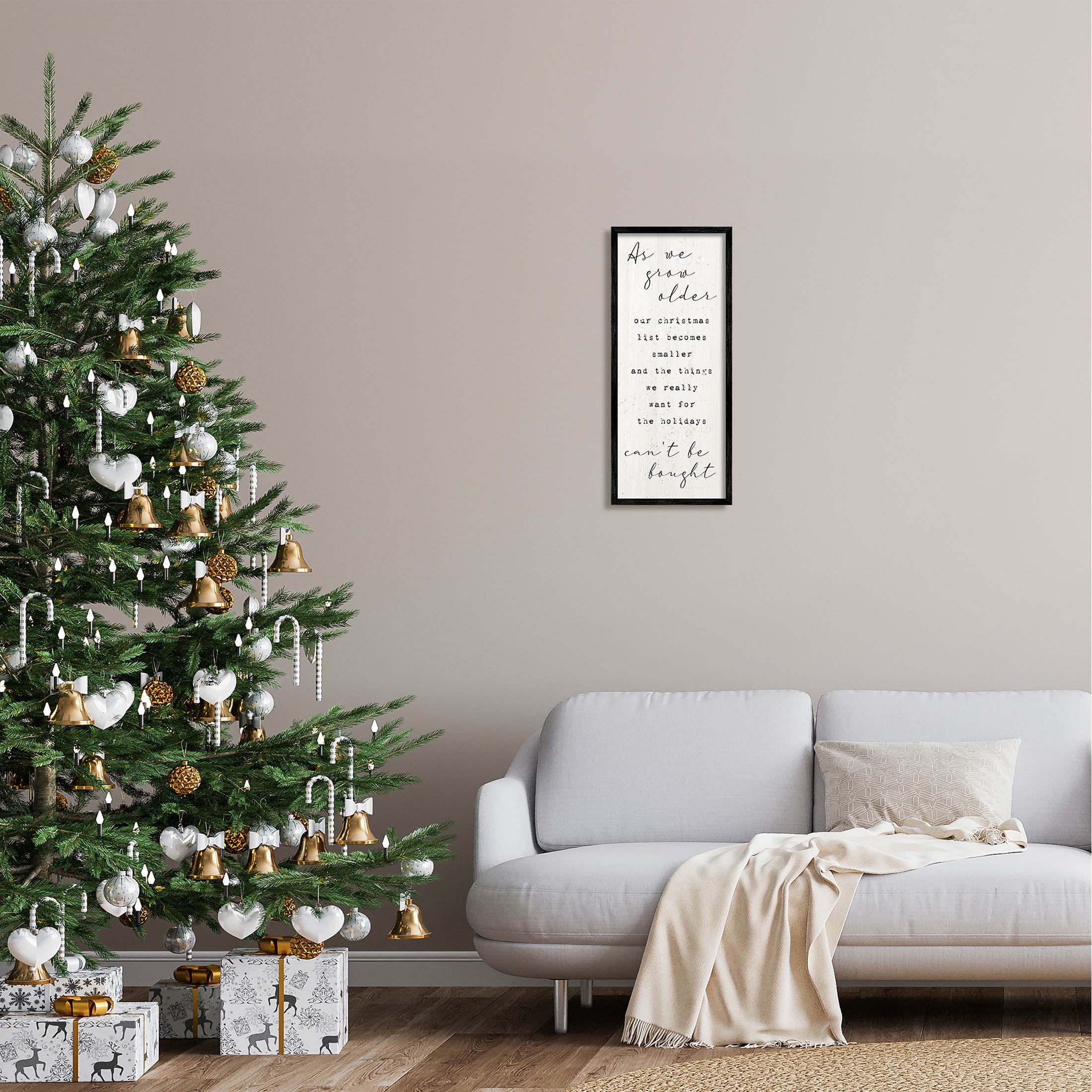 Gifts That Can't Be Bought Holiday Holiday Graphic Art Black Framed Art Print Wall Art
