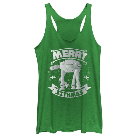 Women's Star Wars Christmas Sithmas AT-AT  Racerback Tank Top Envy Green Medium