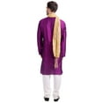 thumbnail image 2 of Indian Clothes Men's Kurta Pajama Set with Scarf Wedding Party Dress (Purple, XL), 2 of 6