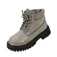 thumbnail image 2 of LTTVQM Rhinestone Combat Boots Womens Platform Chunky Heel Lug Sole Lace Up Ankle Boots Anti-Skid Casual Comfortable Fall Winter Outdoor Walking Boots Gray 36(US-5.5), 2 of 3