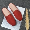 thumbnail image 4 of Women's Solid Suede Square Toe Flat Mule Shoes-Closed Toe Slip-On Sandals, 4 of 5