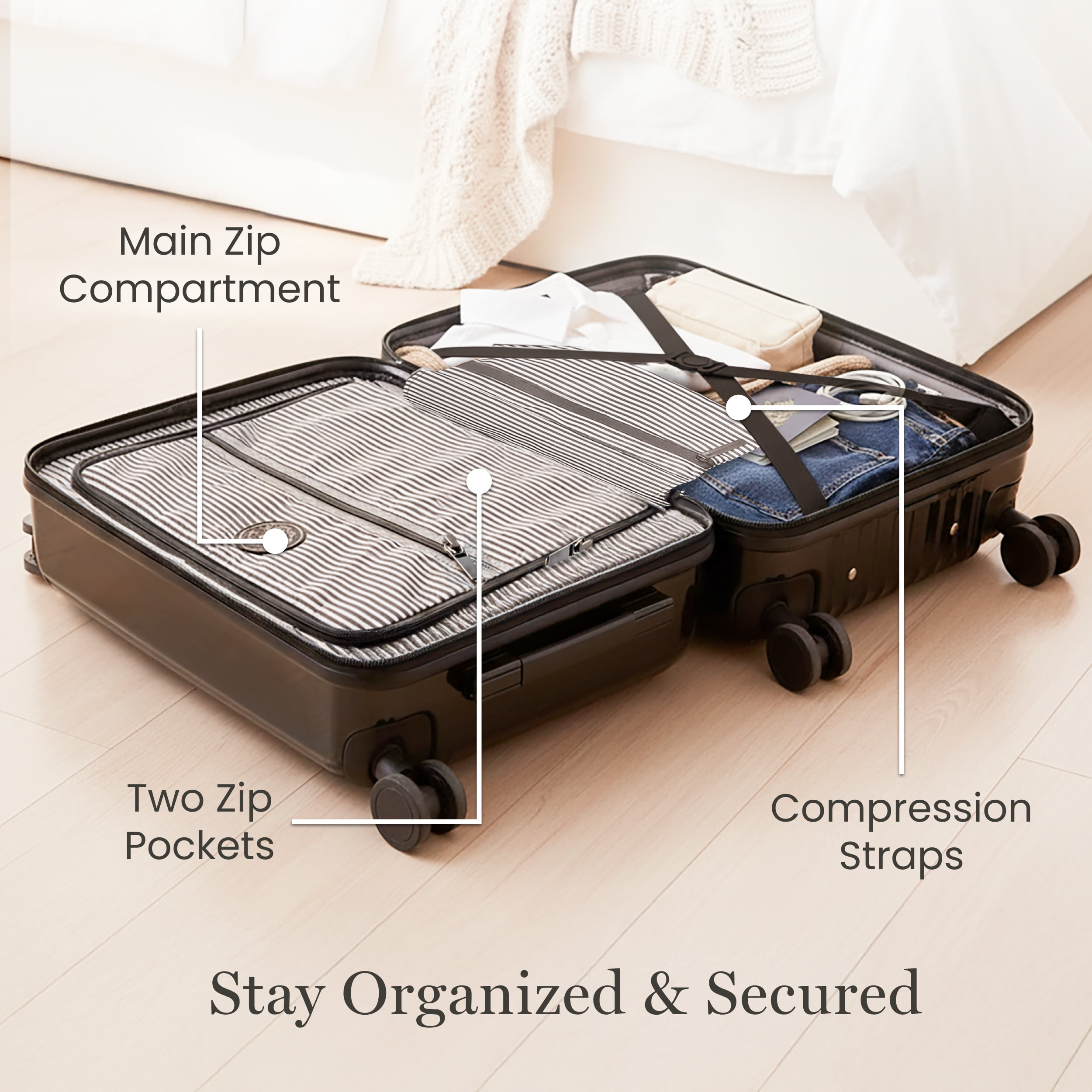 Martha Stewart The Bedford 30 Inch Rolling Luggage, Hardshell Suitcase with Spinner Wheels, Black