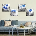 thumbnail image 3 of Canvas wall art for kitchen Simple Life Black and white landscape cyan blue flowers wall Decor for bedroom Artwork 12" x 12" 4 Pieces Framed Canvas Prints Ready to Hang or living room Home Decoration, 3 of 6