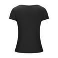 thumbnail image 4 of Posijego Women's Ribbed Short Sleeve T Shirts Trendy Going out Crop Tops Square Neck Slim Tight Basic Tees, 4 of 5