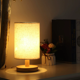 thumbnail image 3 of Lámpara de escritorio moderna de lino beige con luz LED de control remoto, 3 of 8