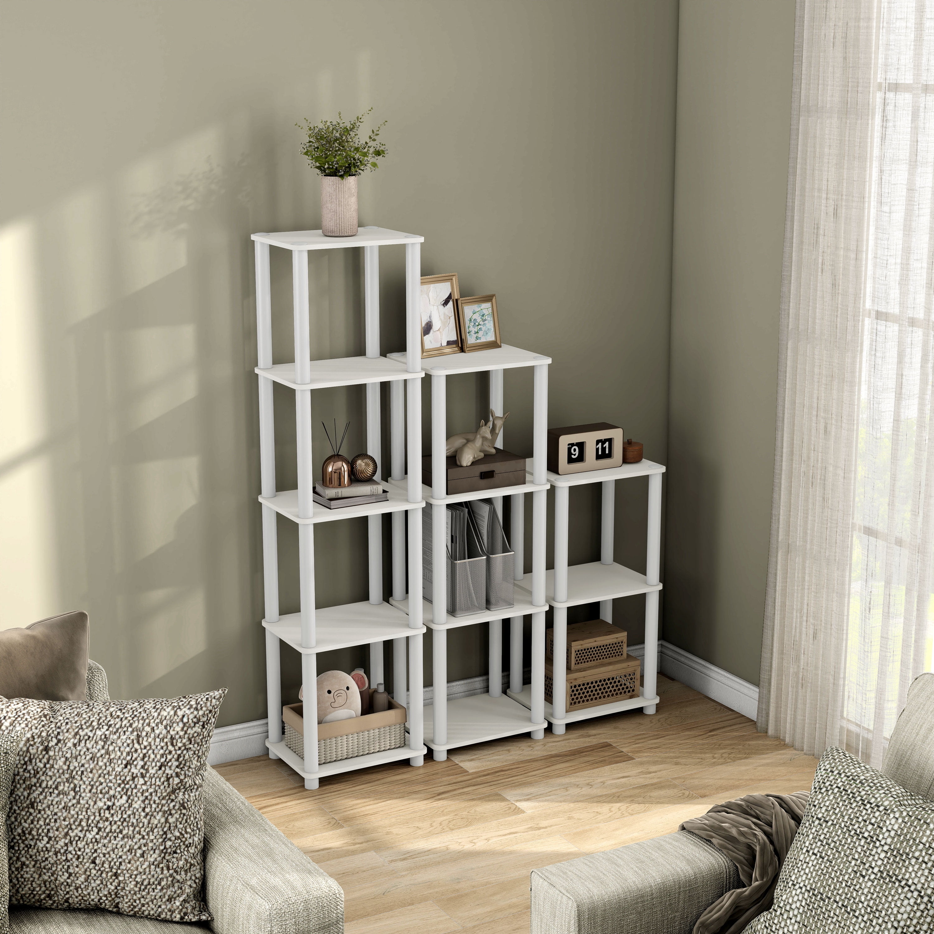 Furniture of America Brooks Adult Open Display Shelf Bookcase, 5-Tier 15-inch Shelves, White