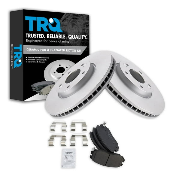 TRQ Front Posi Ceramic Brake Pad & Coated Rotor Kit Fits 06-10 Sonata V6 3.3