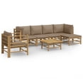 thumbnail image 4 of vidaXL 7 Piece Patio Lounge Set with Taupe Cushions Bamboo, 4 of 9