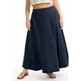 thumbnail image 4 of June + Vie Women's Plus Size Fit-And-Flare Denim Midi Skirt, 4 of 4