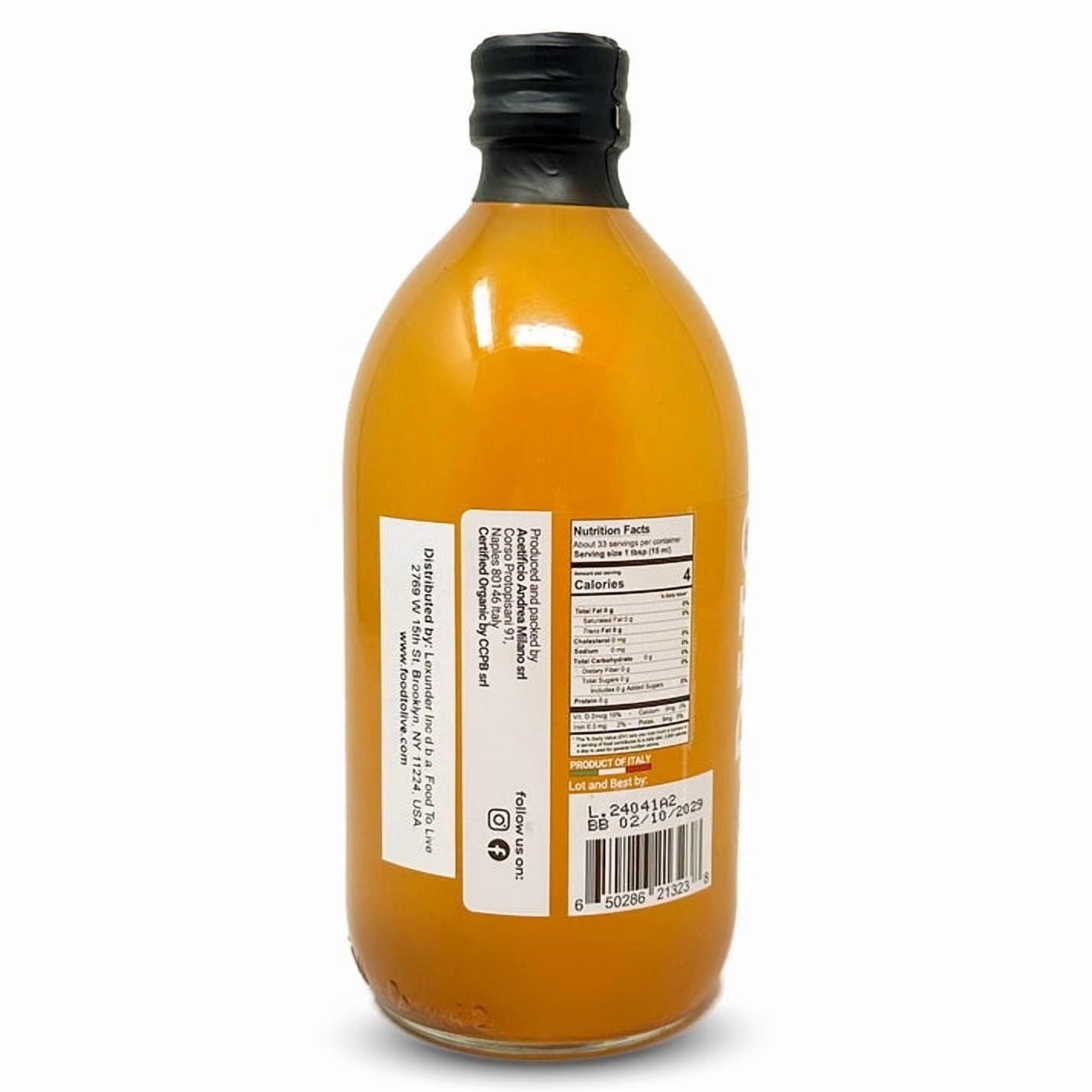 Andrea Milano Organic Apple Cider Vinegar, 3 Bottles – Non-GMO, Vegan, Bulk, Glass Bottle