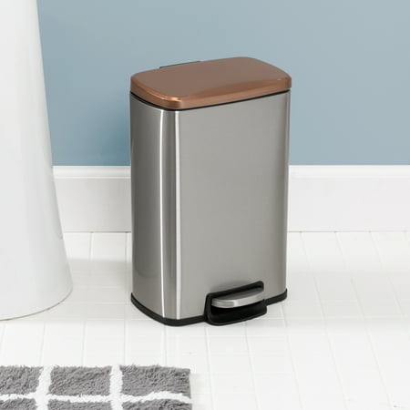Honey-Can-Do - Set of Stainless Steel Step Trash Cans with Lid - Silver