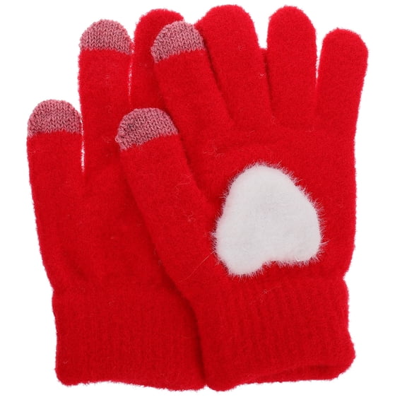 GAXIRE Warm Red Plush Gloves for Winter with and Thick Inner Lining, Full Finger Design