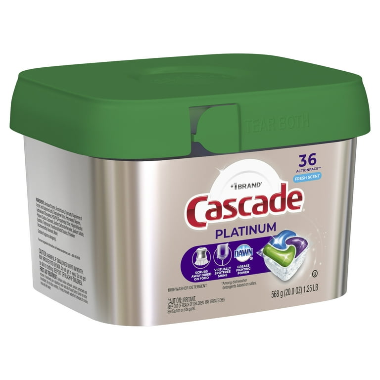 Cascade Platinum Dishwasher Detergent, Fresh Scent, ActionPacs - 36 pacs, 568 g