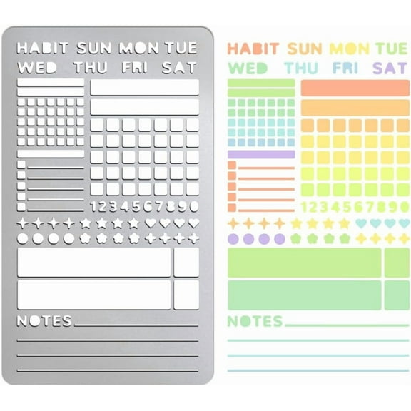 Journal Metal Stencils Wood Burning Week Calendar Stencils Stainless Steel Reusable Dot Planner Template Wood Carving Notebook Diary Stencil