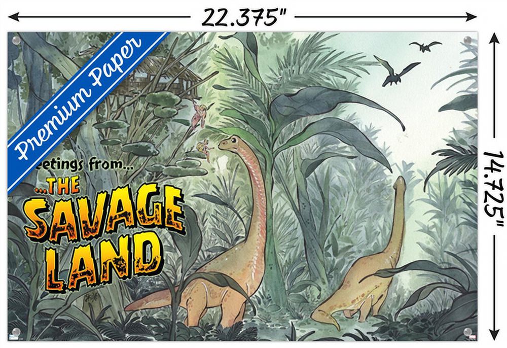 Marvel: Hero Lands - The Savage Land 2 Wall Poster with Push Pins, 14.725" x 22.375"