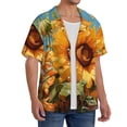 thumbnail image 2 of Susaid Sunflower Blue Sky Print Men's Polo Shirts Button Down Short Sleeve Casual Summer Beach Vintage Shirts for Men-Large, 2 of 5