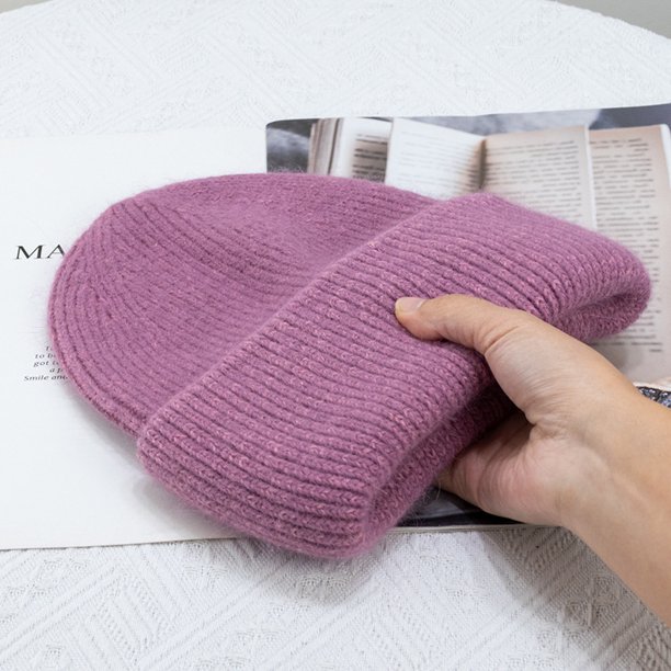 Otoño e invierno Corea del Sur sombrero de punto de pelo largo de conejo niños sombrero de lana coreano Moda europea y americana gorra acolchada al por mayor