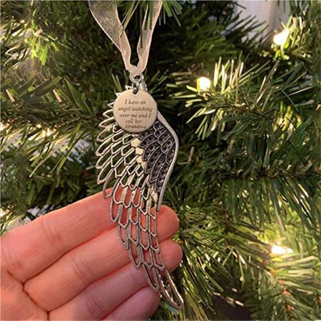 

ELENXS Christmas Ornaments Angel Wings Memorial Ornaments for Lose of Loved One Personalize Angel Wings Pendant Christmas Tree Ornament