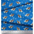 thumbnail image 3 of Soimoi Blue Rayon Fabric Bird,Paw & Cocker Spaniel Dog Printed Fabric 1 Yard 42 Inch Wide, 3 of 3