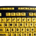 thumbnail image 3 of Adesso AKB-132UY - Teclado USB multimedia de escritorio luminoso con 4 letras grandes, negro y amarillo, 3 of 5