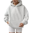 thumbnail image 3 of VISALY Hoodies Pullover Tunic Sweatshirt Hoodies Oversized Sweatshirts Pullover Sweaters Long Sleeve with Pockets Winter Fall Sweatshirt Long Sleeved Sweater Fall Sweatshirts Grey S, 3 of 7