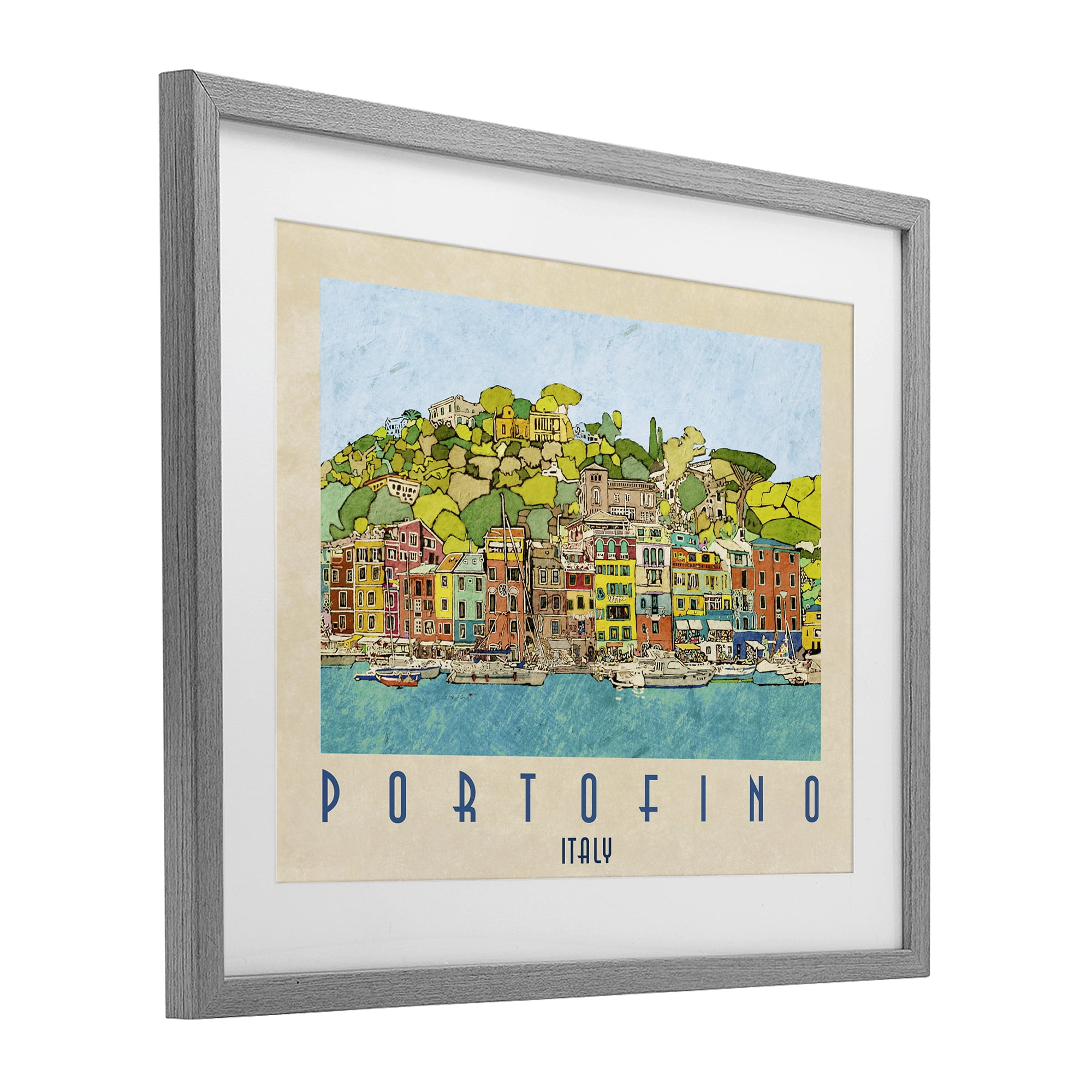 Stupell Industries Portofino Architecture Poster Gray Framed Print Under Glass, design by Ynon Mabat