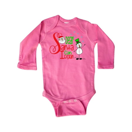

Inktastic Dear Santa I Can Explain Cute Snowman and Snowflakes Gift Baby Boy or Baby Girl Long Sleeve Bodysuit