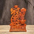 thumbnail image 3 of Ebony wood carving, symbolizing harmony and prosperity, is a solid wood decorative item for living room, entryway, and TV cabinet, representing good fortune when moving to a new home., 3 of 3