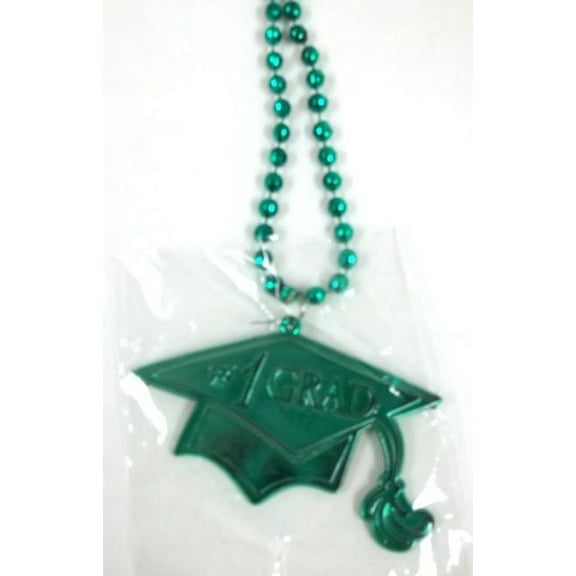 Green #1 Grad Cap And Tassel Graduation Double Sided Mardi Gras Disco Ball Bead