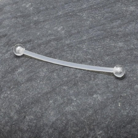 - Industrial Barbell Clear Retainer Bioflex Ear Piercing Bar Jewelry 14G 38mm 1.5
