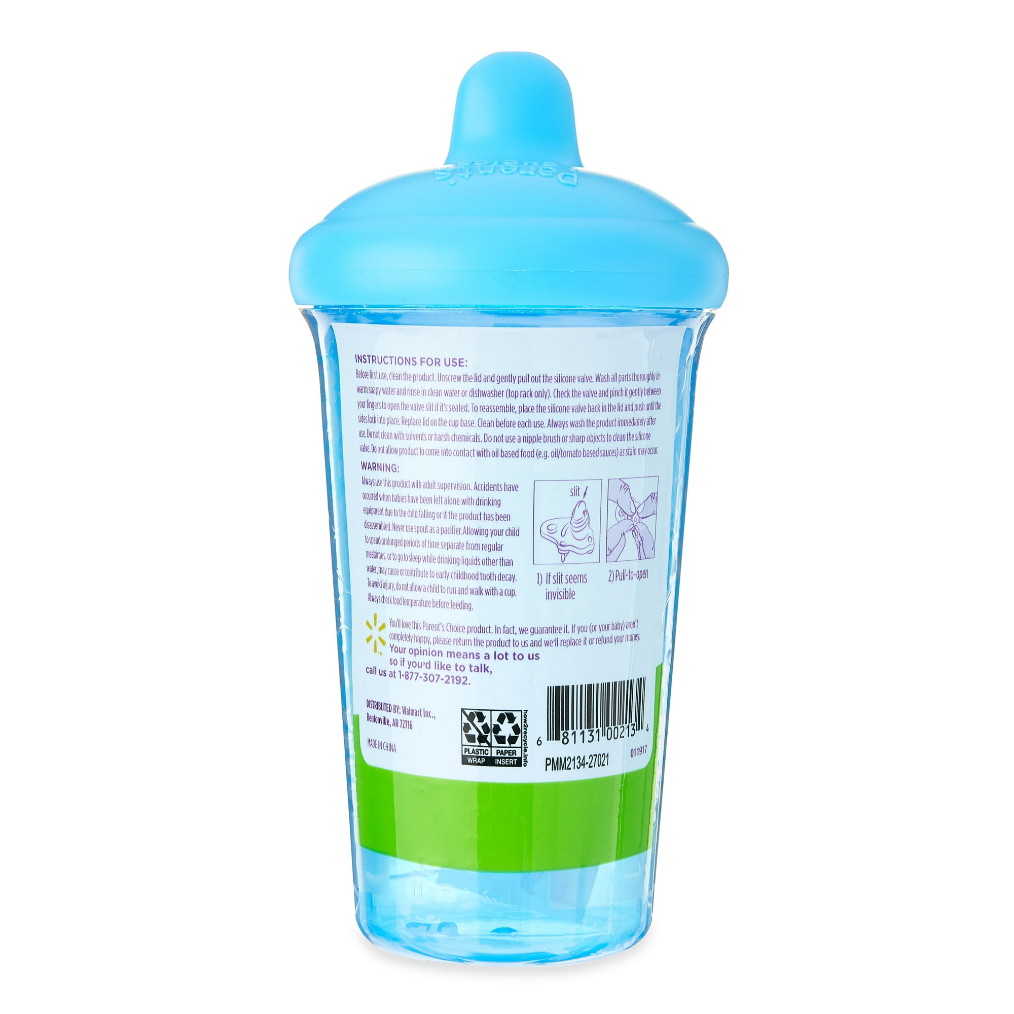 Vaso para bebé Parent's Choice con boquilla dura, 9 oz, 6 meses+, color azul 4