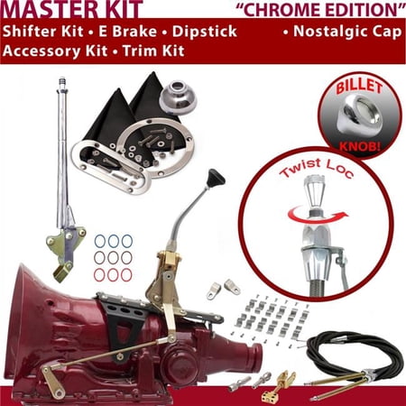 American Shifter FMX Shifter Kit Chrome 8 in. E Brake Cable Clamp Clevis Trim Kit Dipstick for ED2E7