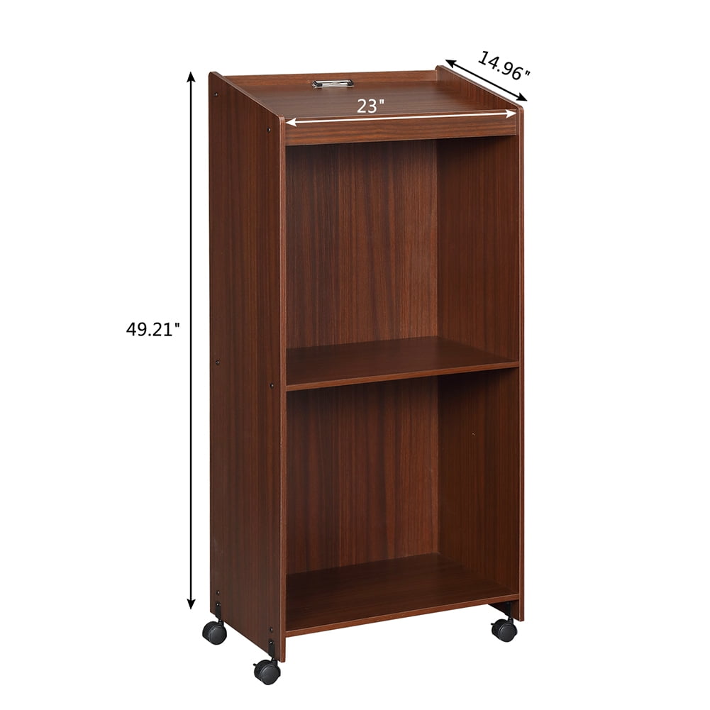 Kepooman Wood Pulpits with Wheels, Podium with Removable Shelf with Compartments for Restaurants Classrooms, Small Reception Desk Lectern for Churches, Walnut Kepooman Wood Pulpits with Wheels, Podium with Removable Shelf with Compartments for Restaurants Classrooms, Small Reception Desk Lectern for Churches, Walnut