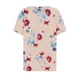 thumbnail image 6 of Ichuanyi Women's Printed V-Neck Button Down T-Shirt Loose Fit Casual Blouse with Short Sleeves Everyday Wear Top Relaxed Style Pullover Shirt, Khaki, S, 6 of 6