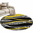 thumbnail image 6 of Yellow Black Stripes Round Rug 3.3ft Washable Circle Entryway Rugs Non Slip Modern Grey Ombre Abstract Striped Area Rug Indoor Floor Carpet for Bedroom Kitchen Living Room Home Office Dining Room, 6 of 8