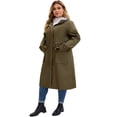 thumbnail image 2 of Agnes Orinda Women's Plus Size Trench Coats Hooded Windbreaker Zipper Drawstring Waist Jacket Outdoor with Pockets 3X Army Green, 2 of 4