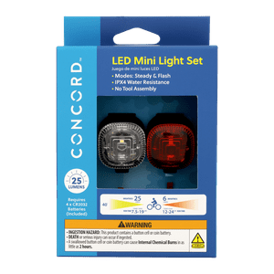 Concord LED Mini Bicycle Light Set, 25 Lumens