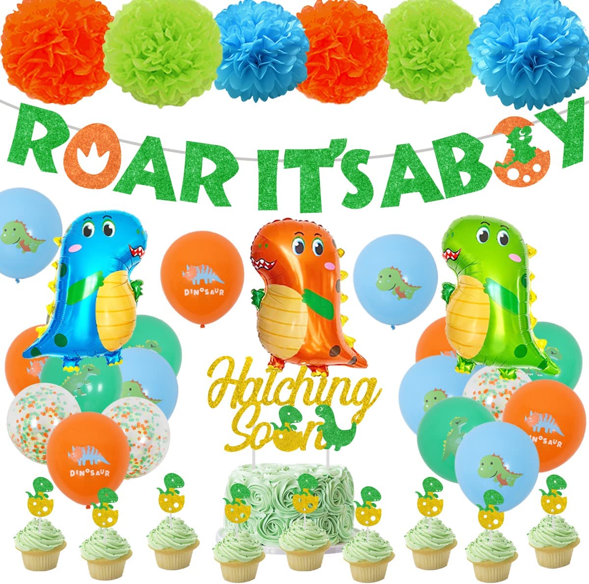Dinosaur Baby Shower Decorations Roar It's a Boy Banner Hatching Soon