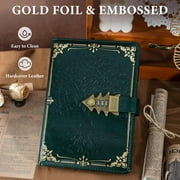 WEMATE Diary, Password Protected Notebook for Writing, Vintage Locking Journal for Women, Men, A5 PU Leather Green