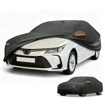 Unique Bargains Car Cover Waterproof All Weather Sun Rain Protection Full Exterior Cover for Toyota Corolla 210D-PU Black with Reflective Strips