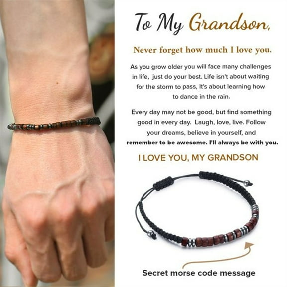 I Love You Morse Code Beaded Bracelets For Men To My Grandson Graduation Cute Gifts Handmade Braided Bracelet Jewelry Wristband - Bracelets