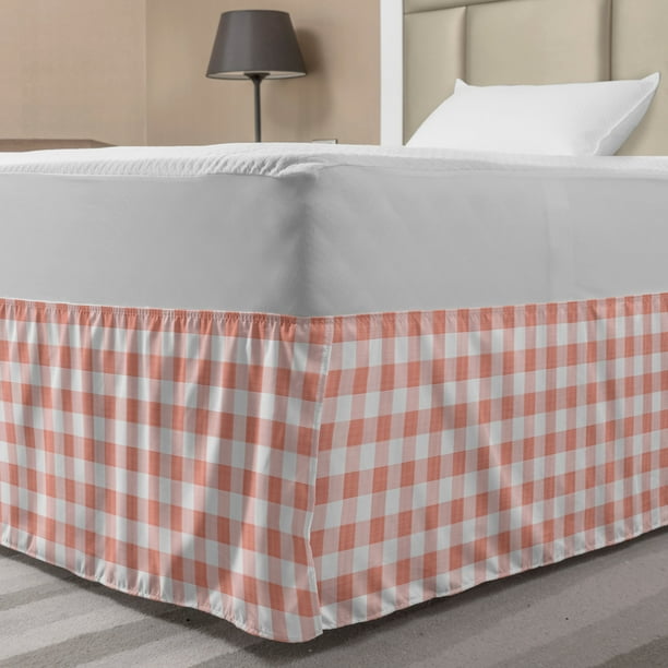 Checkered Bed Skirt, Picnic in Countryside Themed Gingham Pattern in