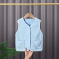 thumbnail image 4 of Towmus Toddler Vest for Girls Boy, Sleeveless Reversible Sherpa Fleece Vest Fall Winter Button Down Waistcoat Outerwear with Pocket, Sky Blue, 7-8 Years, 4 of 4