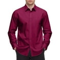 thumbnail image 5 of Dresfit Mens Dress Shirts Long Sleeve Button Down Shirt Spring Regular Fit Collared Solid Tops 2026 Anti Wrinkle Button Up Business Formal Shirt Purple L, 5 of 9