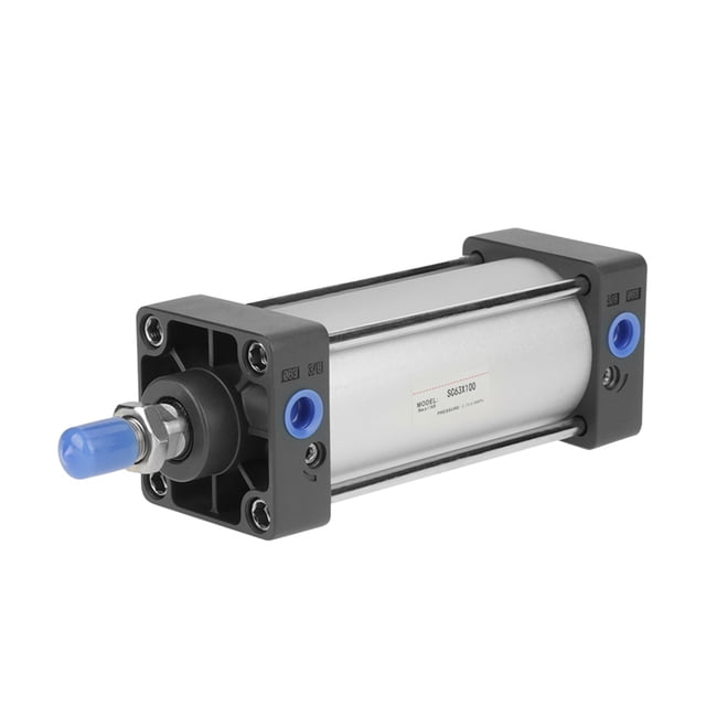Cilindro neumático de aire de doble acción con vástago roscado de 63 mm de diámetro y 100 mm de carrera