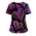 thumbnail image 3 of CCRFTGI Valentine Scrub Tops Women Funny Love Heart Print Nursing Uniform Fashion V-Neck Scrub Shirt Holiday Short Sleeve Medical Workwear with Pockets Dark Purple S, 3 of 4