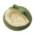 thumbnail image 1 of Semi-Enclosed Cat Bed Small Adorable Frog Pet Nest for Dogs and Cats Comfortable Breathable Plush Cat Cave Indoor Warm Sleeping Beds, 1 of 5