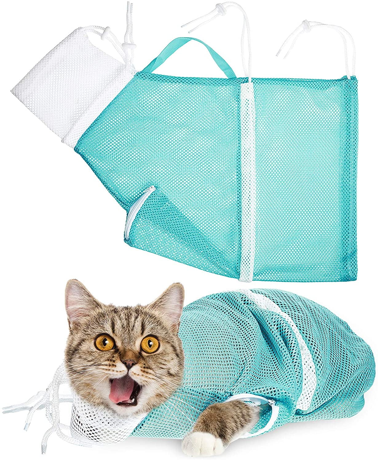 Cat Shower Net Bag Cat Grooming Bathing Bag Adjustable Cat Washing Bag Multifunctional Cat