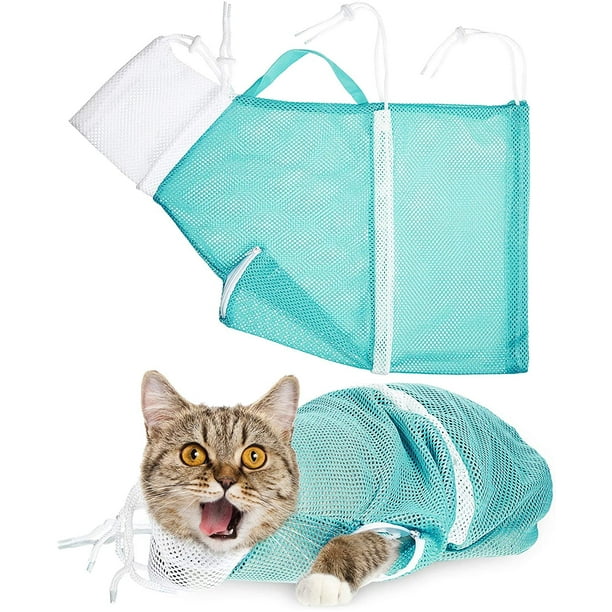 LNKOO Detachable Pet Cat Grooming Bag Adjustable Bag Shower Mesh Bag for Small Big Cat Washing